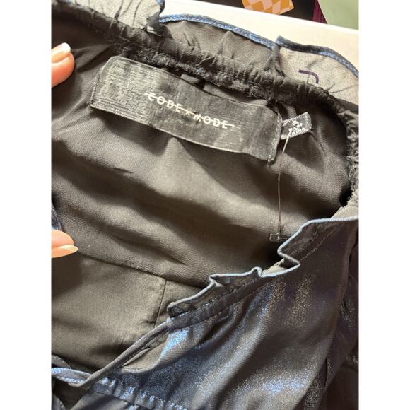 Code x Mode Metallic‎ Blue Tiered Dress Loose Fit Long Sleeve Size S Fairy - Picture 6 of 7